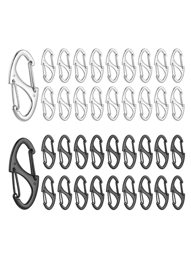 SYOSI 40PCS S Carabiner Mini Caribeana Clip, 1.6 Inch Small Carabiner Clip Keychain Clip, S Binder Carabiner Spring for Women Men Fishing/Camping/Outdoor Sports (Black and Silver) - Image 1