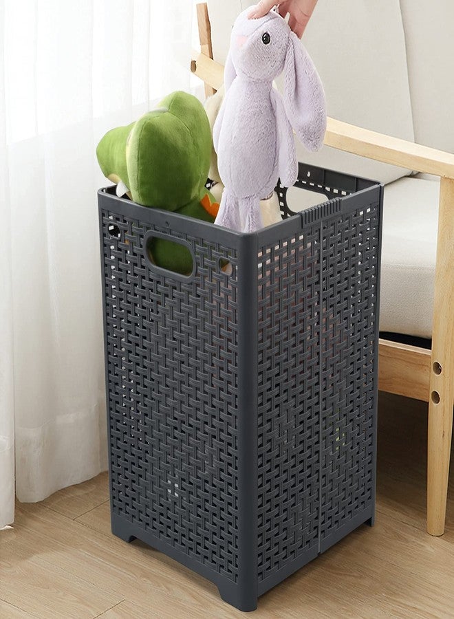 Kekow 1-Pack 42 L Plastic Collapsible Laundry Basket, Gray Folding Laundry Hamper - Image 5