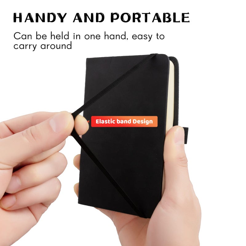 Animusphere 2Pack Pocket Notebook Small Notebook Journal Notebook 4 inches x 5.7 inches 200 Pages Leather Cover With Pen Holder Page Marker Ribbons (Black-withpen) - Image 2
