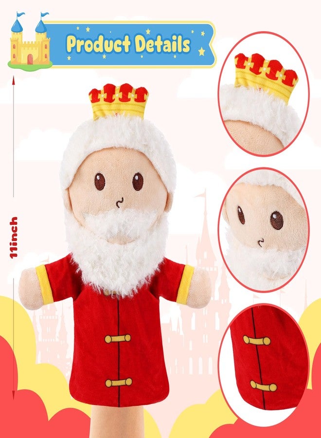 ZJoey Castle Hand Puppets Fairy Tales Queen & King, Princess & Prince, Elf & Witch Plush Toys Role-Play Toy Puppets for Kids Storytelling Imaginative Pretend Play Teaching Preschool(King) - Image 4