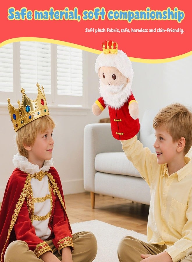 ZJoey Castle Hand Puppets Fairy Tales Queen & King, Princess & Prince, Elf & Witch Plush Toys Role-Play Toy Puppets for Kids Storytelling Imaginative Pretend Play Teaching Preschool(King) - Image 5