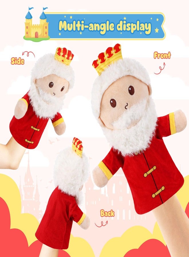 ZJoey Castle Hand Puppets Fairy Tales Queen & King, Princess & Prince, Elf & Witch Plush Toys Role-Play Toy Puppets for Kids Storytelling Imaginative Pretend Play Teaching Preschool(King) - Image 2