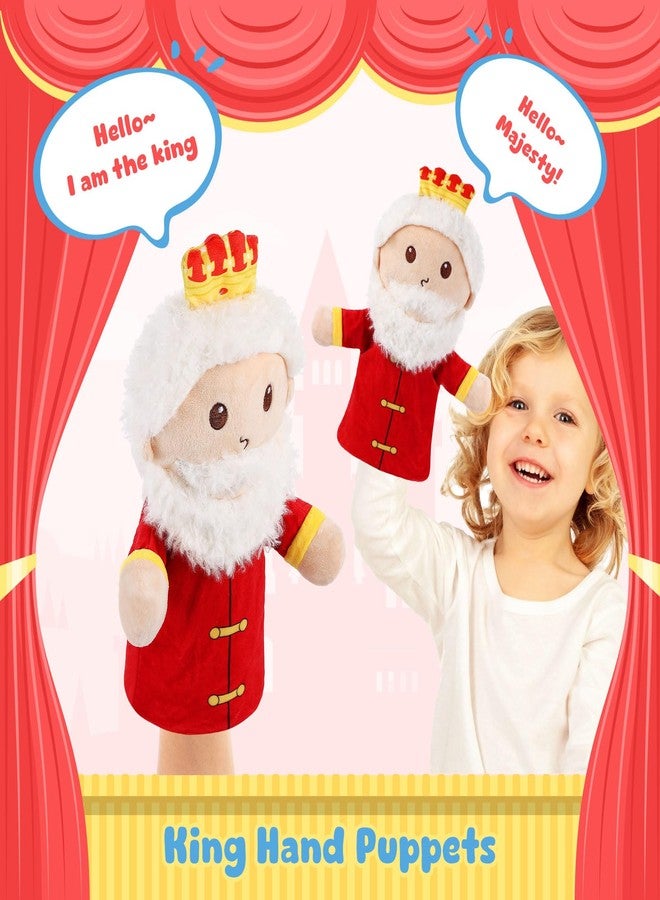 ZJoey Castle Hand Puppets Fairy Tales Queen & King, Princess & Prince, Elf & Witch Plush Toys Role-Play Toy Puppets for Kids Storytelling Imaginative Pretend Play Teaching Preschool(King) - Image 3
