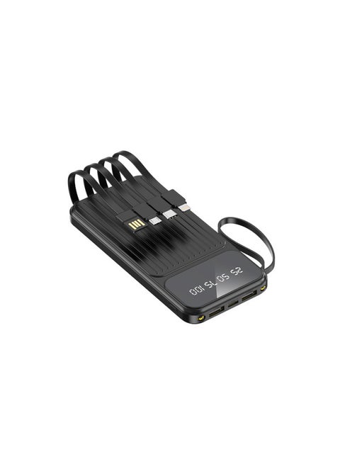 With Line Mobile Phone Charging Treasure 20000 MA Real Standard 30000 MA Super Large Capacity Mobile Power Shell Material Customization-Color:Black [with 4-wire Lighting Lanyard]]-Power Supply Capacity:30000 MA