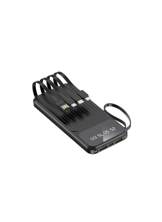 Generic - With Line Mobile Phone Charging Treasure 20000 MA Real Standard 30000 MA Super Large Capacity Mobile Power Shell Material Customization-Color:Black [with 4-wire Lighting Lanyard]]-Power Supply Capacity:30000 MA - Image 1