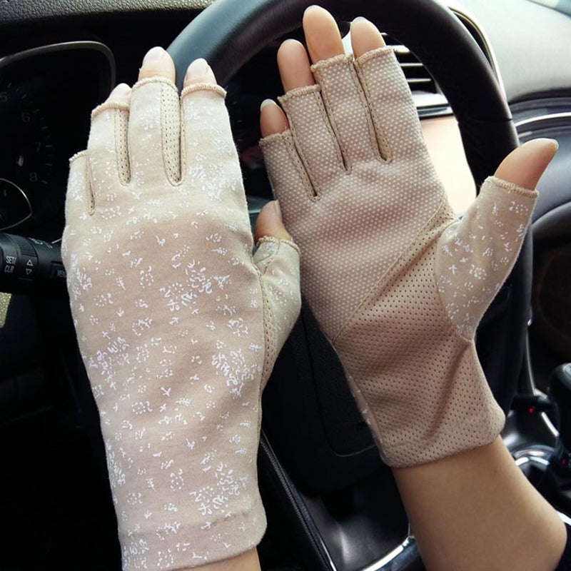 Ylucky Lightweight Summer Fingerless Gloves Men Women UV Sun Protection Driving Cotton Gloves Nonslip Touchscreen Gloves - Image 2