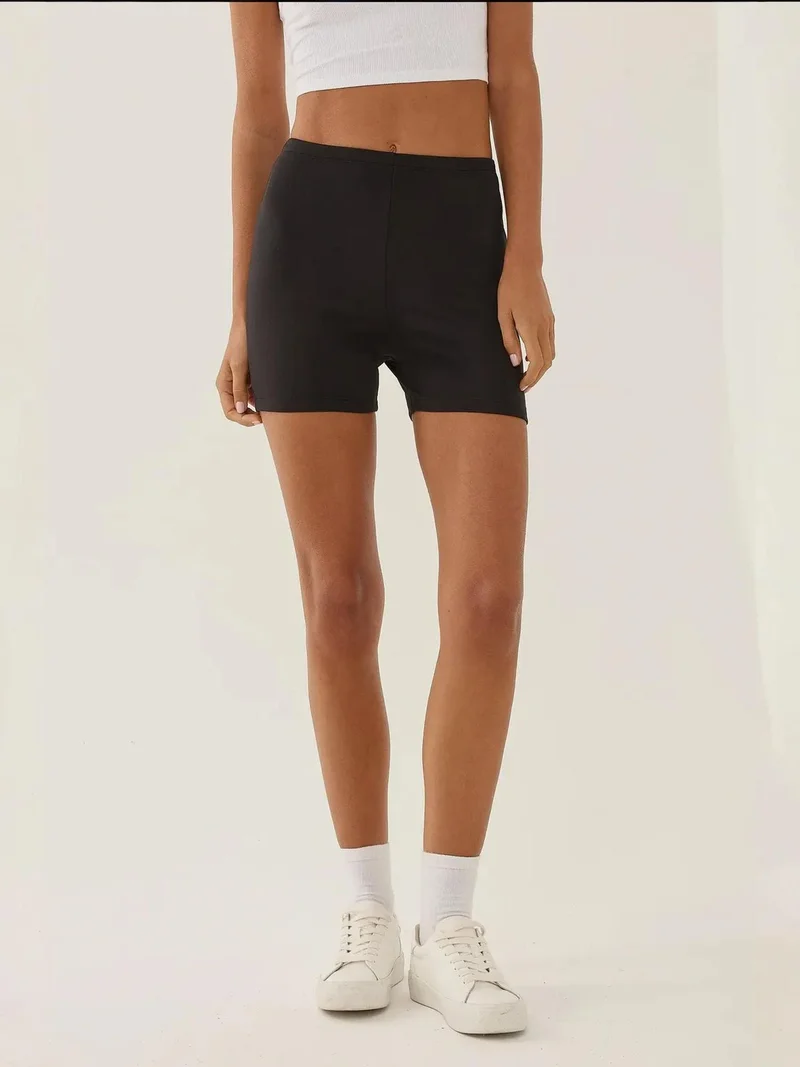 HICCUP Black High Waist Elastic Biker Leggings for Women | Best Price UAE