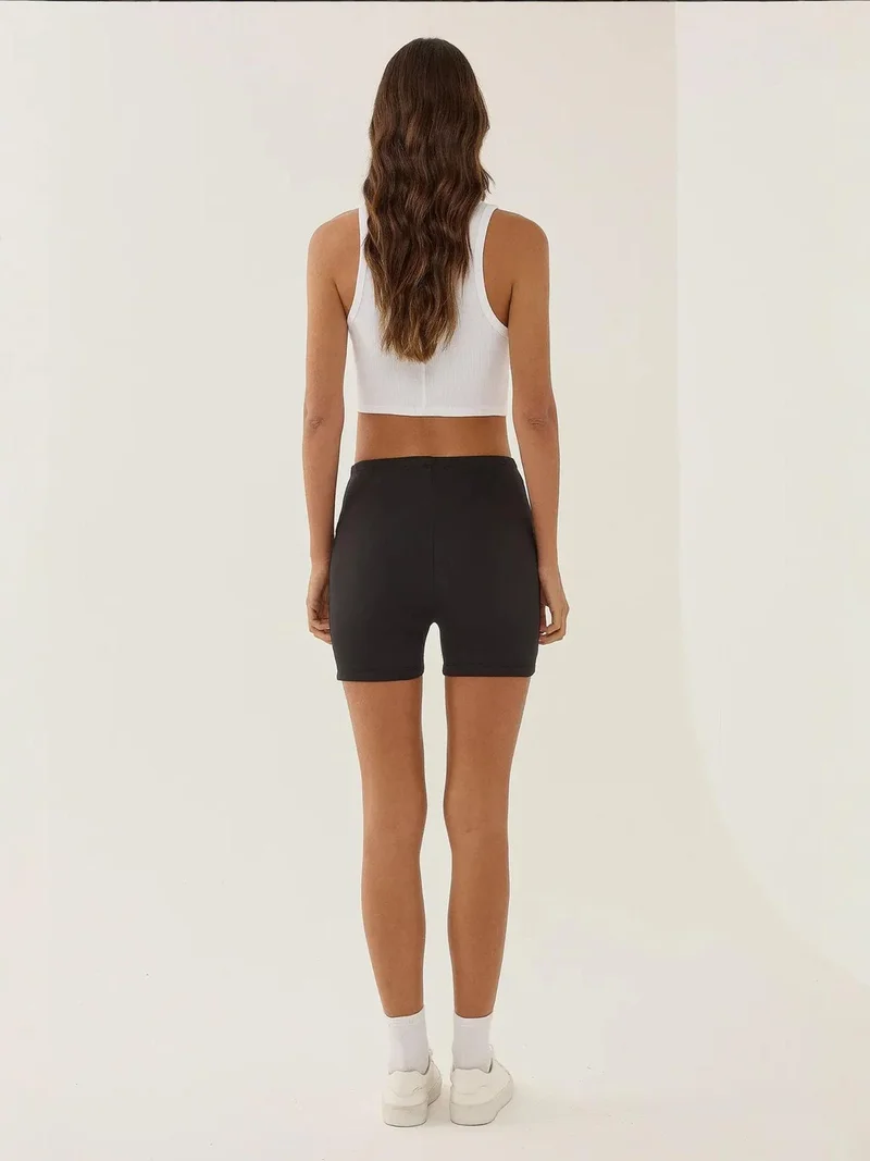 HICCUP Black High Waist Elastic Biker Leggings for Women | Best Price UAE