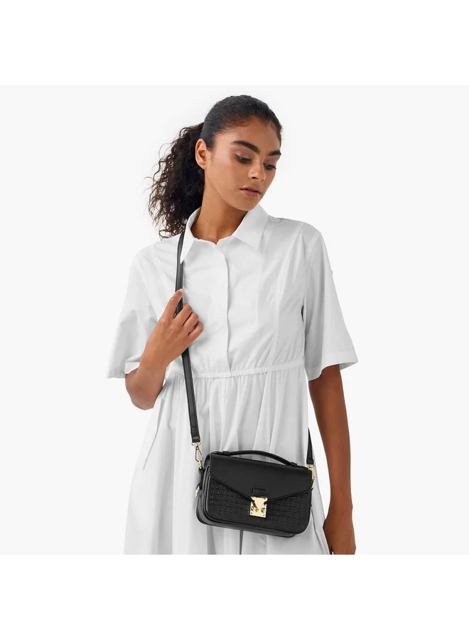 Flora Bella By Shoexpress Women Monogram Embossed Crossbody Bag with Detachable Strap