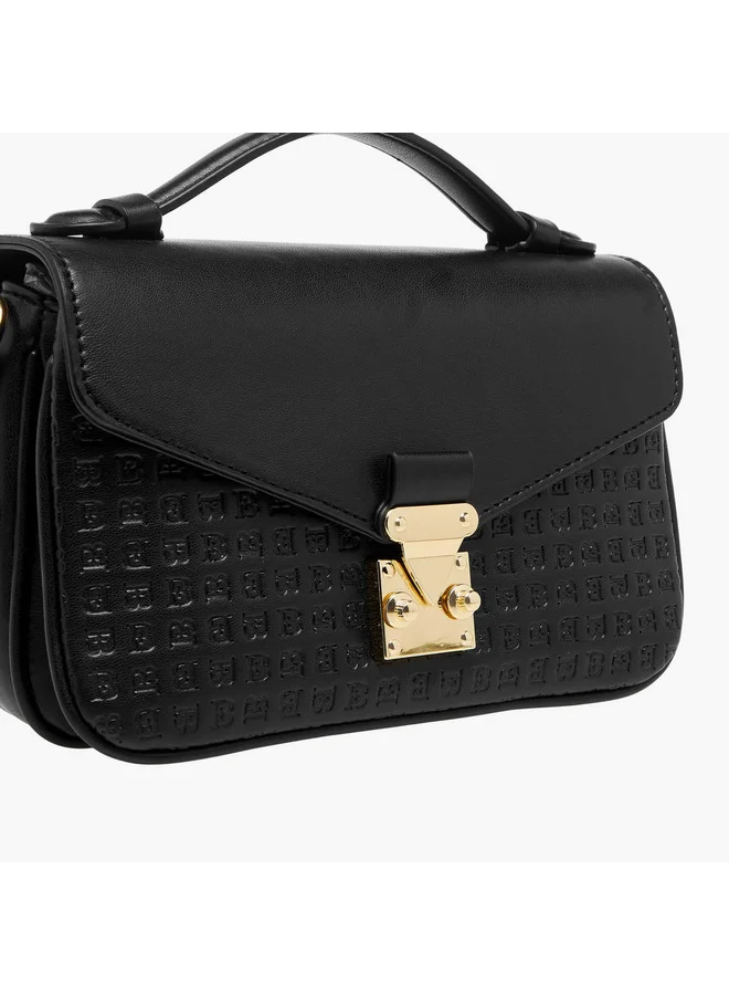 Flora Bella By Shoexpress BLACK Women Monogram Embossed Crossbody Bag with Detachable Strap for Women | Best Price UAE