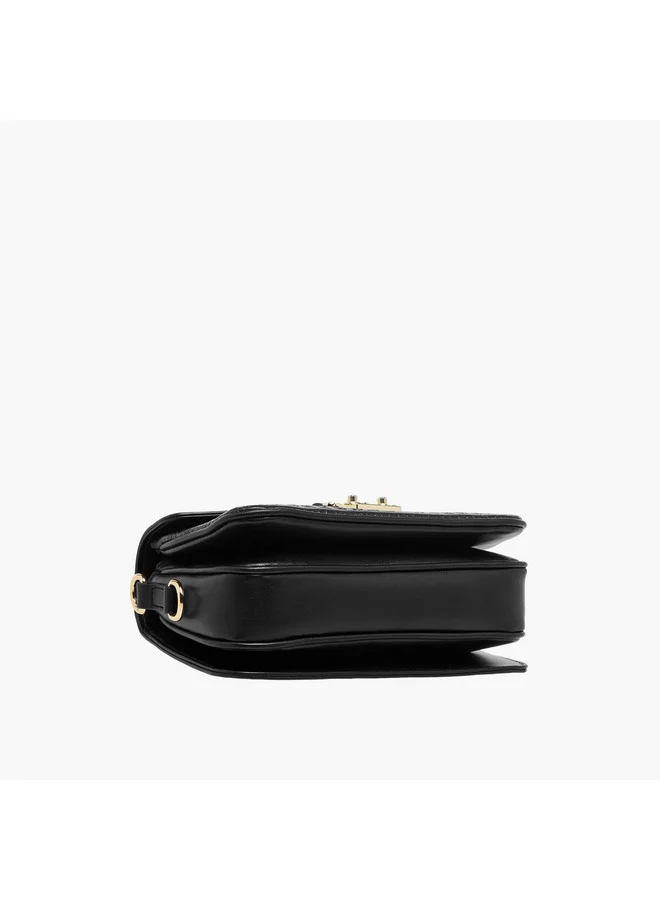 Flora Bella By Shoexpress BLACK Women Monogram Embossed Crossbody Bag with Detachable Strap for Women | Best Price UAE