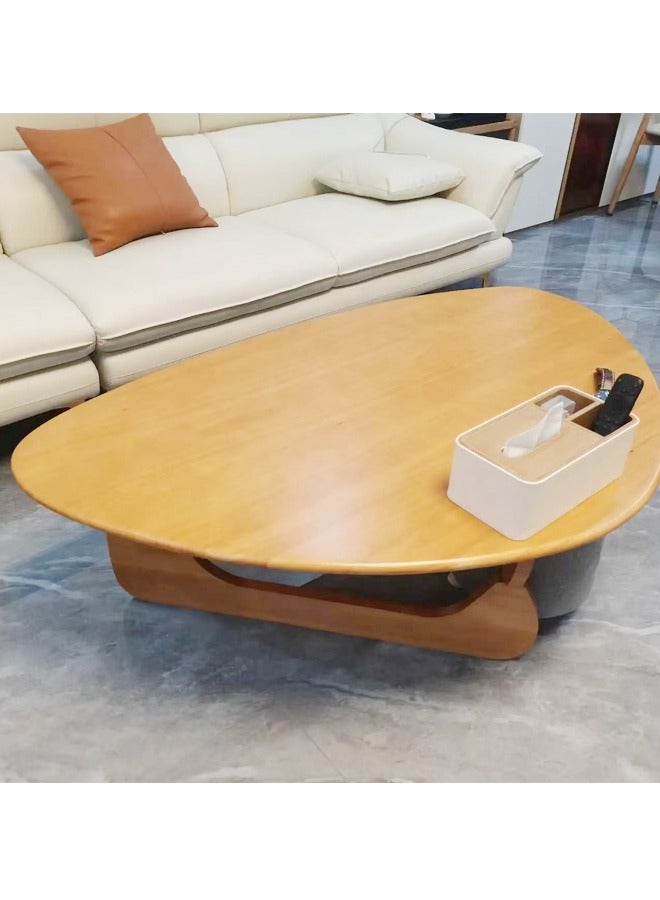 fashionhome Mid Century Abstract Design Modern Coffee Table with Wood Frame Small Triangular Side Table Vintage Center Table for Living Room Patio Balcony 83x40 cm  - Image 4