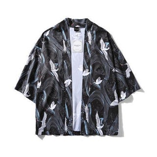 Japanese Retro Dark Ukiyo-e Kimono Cardigan Unisex Casual Loose Fit Shirt Jacket 01 Black Crane Robe - pzsku/Z1FDF350867340523845BZ/45/1746227565/dbac4761-9143-40b1-a0c3-aa8e8fbc1286