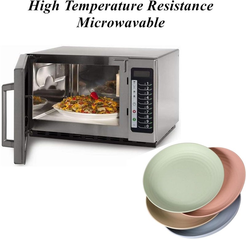 WANBY Lightweight Wheat Straw Plates Unbreakable Dinner Dishes Plates Set Dishwasher  Microwave Safe Big 8 Pack 8 - Image 5