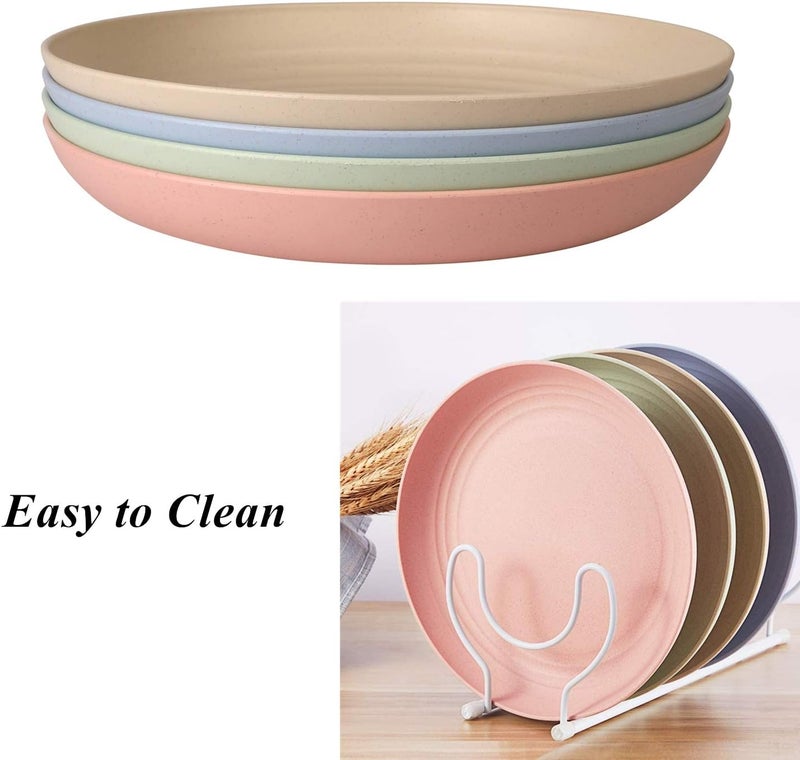 WANBY Lightweight Wheat Straw Plates Unbreakable Dinner Dishes Plates Set Dishwasher  Microwave Safe Big 8 Pack 8 - Image 4