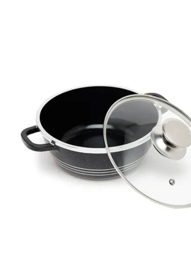 DESSINI قدر طهي غير لاصق 36 سم، أسود/شفاف - Image 3