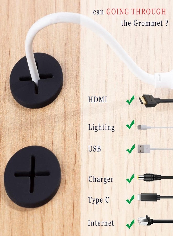 Even Cable Cord Grommet 1 Inch Flexible Silicone Grommets for Desk, Table and Other Furnitures Hole Cover Cable Management Wire Organizer Cable. (Black 12 Piece) - Image 2