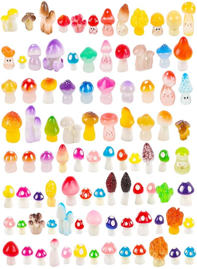 FOIMAS 93pcs Mini Mushrooms, 74 Styles Tiny Resin Mushrooms Bulk to Hide for Decor Miniature Landscape Aquarium Potted Fairy Garden Decoration - Image 1