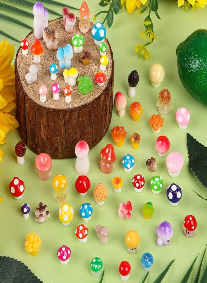 FOIMAS 93pcs Mini Mushrooms, 74 Styles Tiny Resin Mushrooms Bulk to Hide for Decor Miniature Landscape Aquarium Potted Fairy Garden Decoration - Image 4