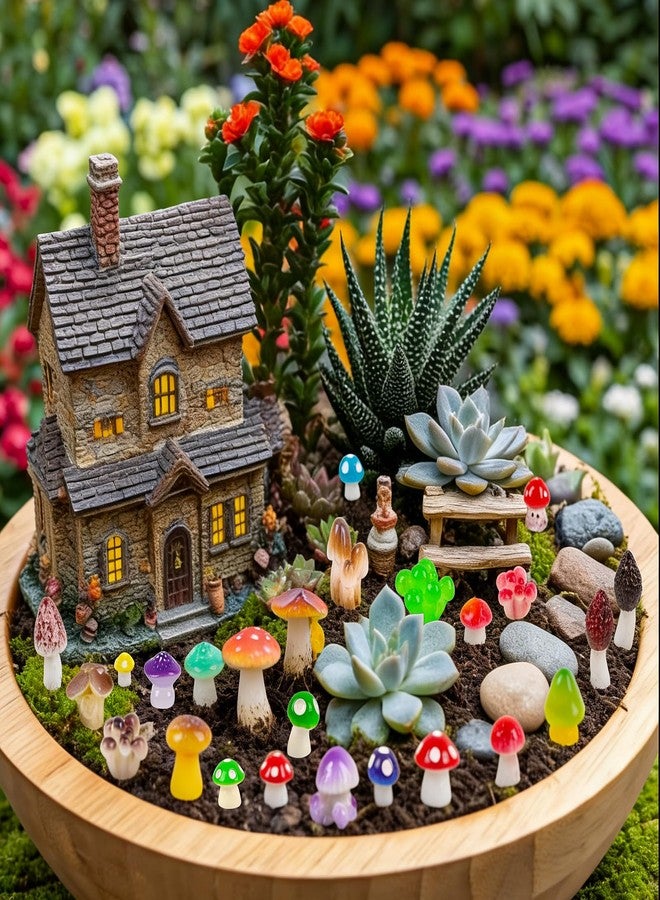 FOIMAS 93pcs Mini Mushrooms, 74 Styles Tiny Resin Mushrooms Bulk to Hide for Decor Miniature Landscape Aquarium Potted Fairy Garden Decoration - Image 5