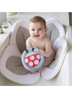 Gonice Baby Bathtub Baby Bath Mat Seat, Sponge Folding Fits Most Sinks Newborn & Baby Essentials(Blooming Flower) (Grey)  - Image 4