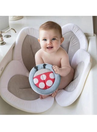 Baby Bathtub Baby Bath Mat Seat, Sponge Folding Fits Most Sinks Newborn & Baby Essentials(Blooming Flower) (Grey) - view 4
