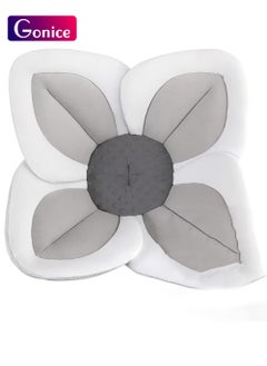 Gonice Baby Bathtub Baby Bath Mat Seat, Sponge Folding Fits Most Sinks Newborn & Baby Essentials(Blooming Flower) (Grey)  - Image 1