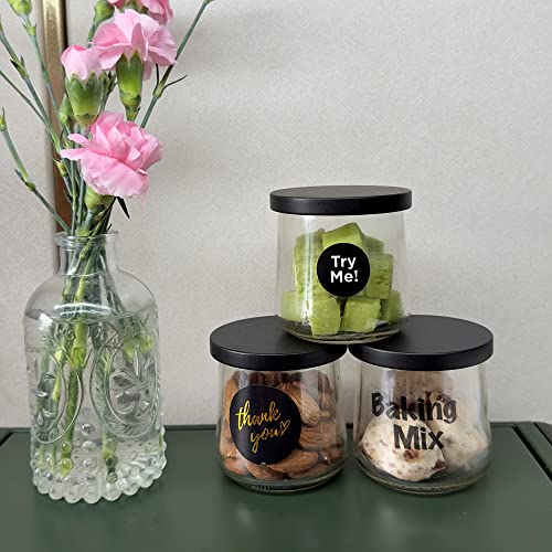Kreapa Oui Yogurt Jar Lids 24 Pack Black Metal Oui Lids for Yoplait Yogurt Container, lids for oui yogurt jars with repeat writing label and white chalk - Image 5