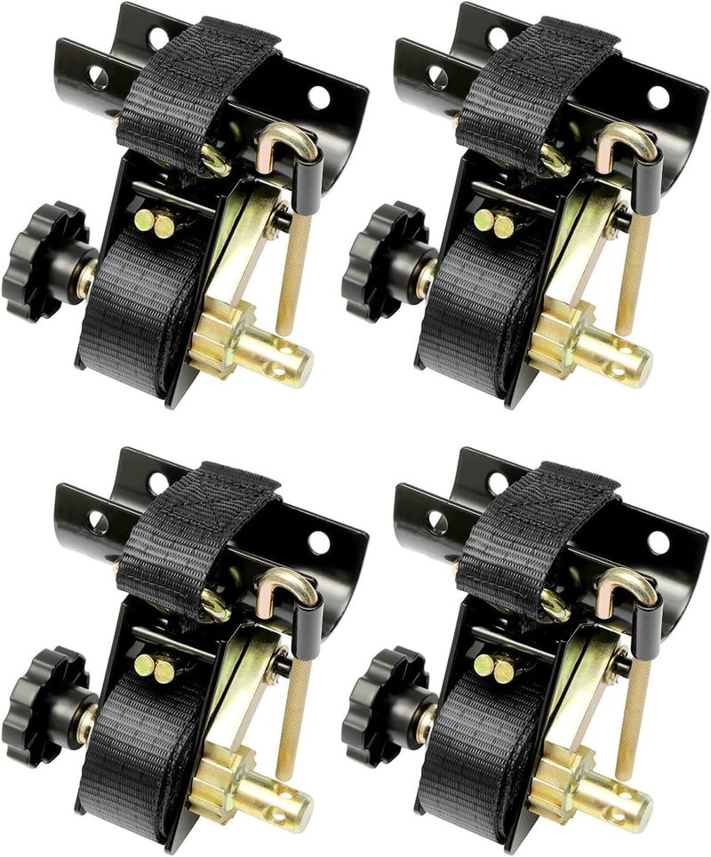 Gledewen Ladder Rack Ratchet Straps with J-Hook (4PCS) - 2" Black Round Tube Mount, 1.5" Wide x 7.5' Long Heavy Duty Cargo Buckle Rack Lock Strap - Image 1