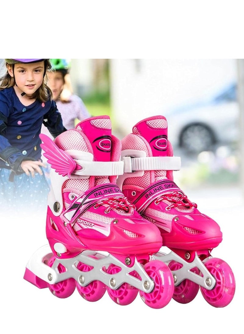 UKR Pink Kids Rollerblades for Girls and Teens – Inline Kids Skating Shoes with Adjustable Size and Rainbow LED Wheels (Ages 4-9, EU Size 33-38) - Image 2