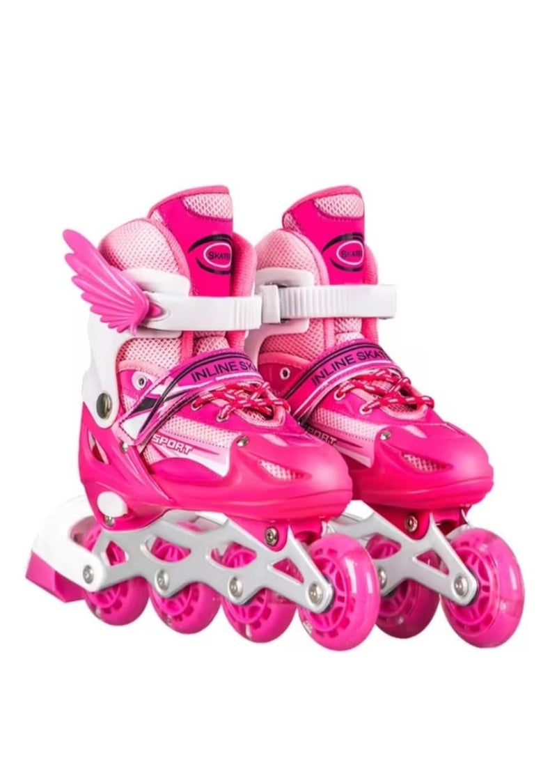 UKR Pink Kids Rollerblades for Girls and Teens – Inline Kids Skating Shoes with Adjustable Size and Rainbow LED Wheels (Ages 4-9, EU Size 33-38) - Image 4