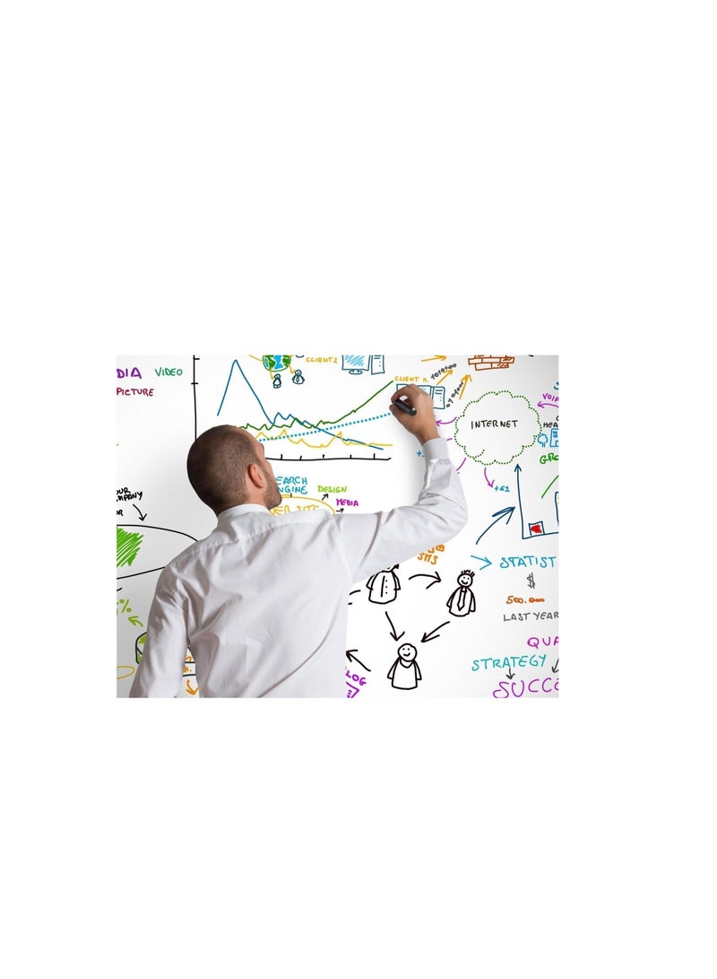 لوح ورق ذكي مغناطيسي ثابت غير لاصق 2 قطعة 120 × 90 سم - أبيض - Image 3