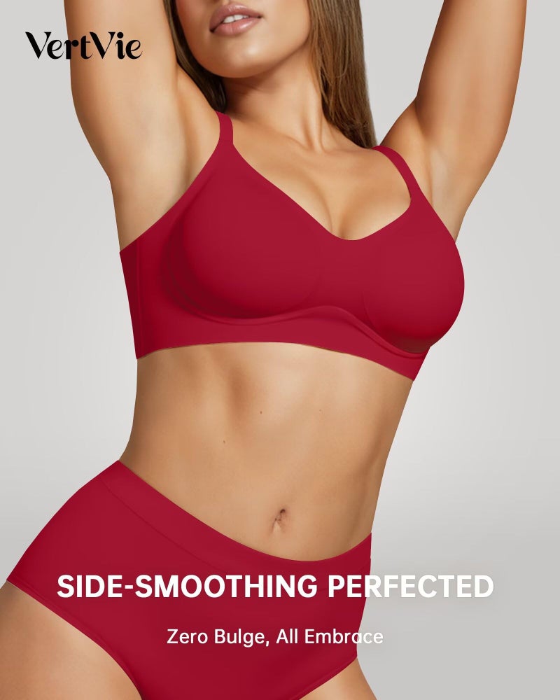 Vertvie Womens Seamless Jelly Bras No Underwire Comfort Push Up Bras Buttery Soft Wireless Bralette Full Coverage Sports Bra(Red,Medium) - Image 2