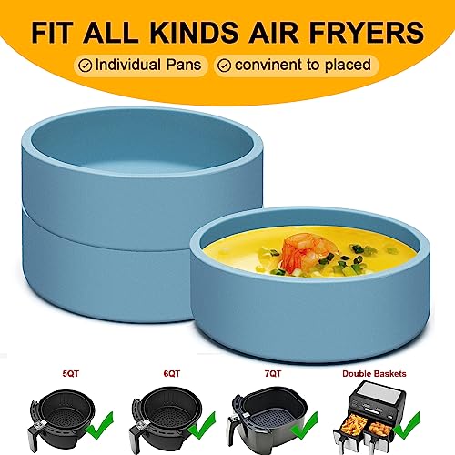 Dootafy Silicone Air Fryer Egg Pan & Mold 3 Pack - Reusable Egg Bite Maker for Oven & Microwave - Blue - Image 4