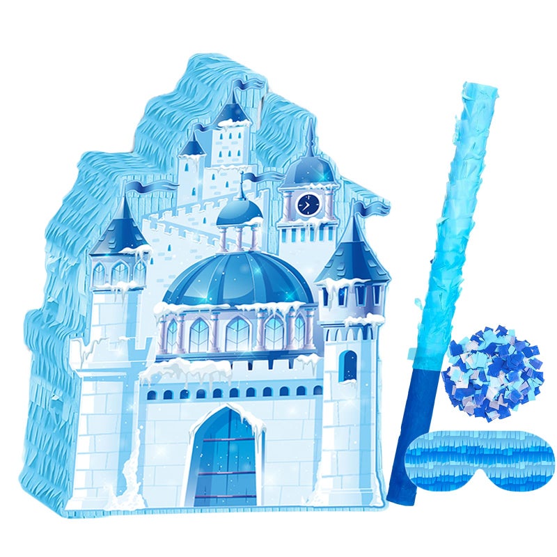 JZLiner Princess Winter Pinata for Girl Birthday Party Wonderland Themed Christmas Decorations Blue Ice Castle PiatasBlue - Image 3