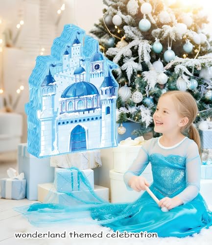 JZLiner Princess Winter Pinata for Girl Birthday Party Wonderland Themed Christmas Decorations Blue Ice Castle PiatasBlue - Image 5