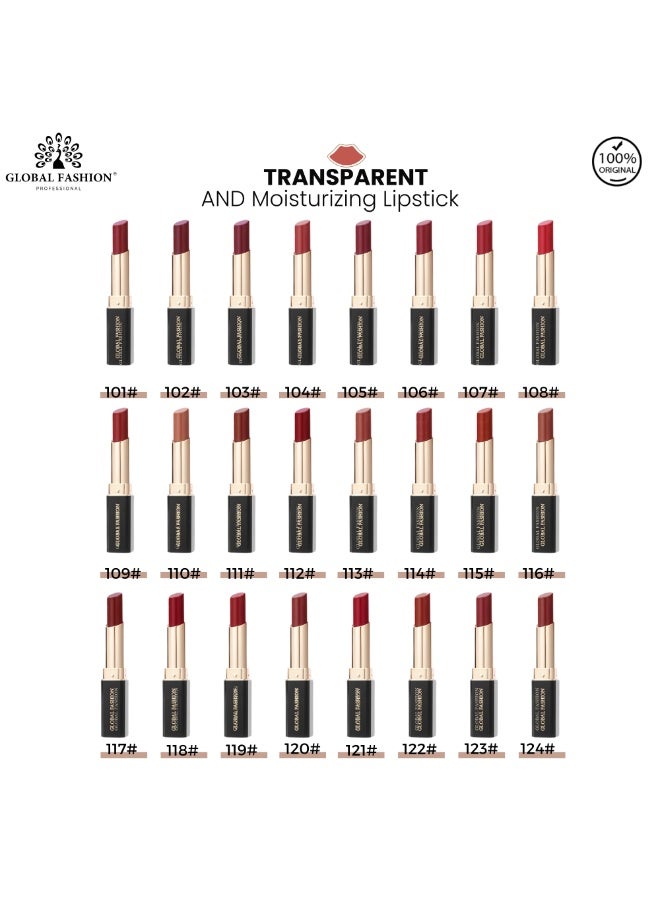 جلوبال فاشون أحمر شفاه شفاف ومرطب – 24 لوناً غنياً، طويل الثبات، تركيبة مرطبة بلمعة ناعمة، قوام خفيف غير لزج (123 أحمر تيبتي) - Image 3