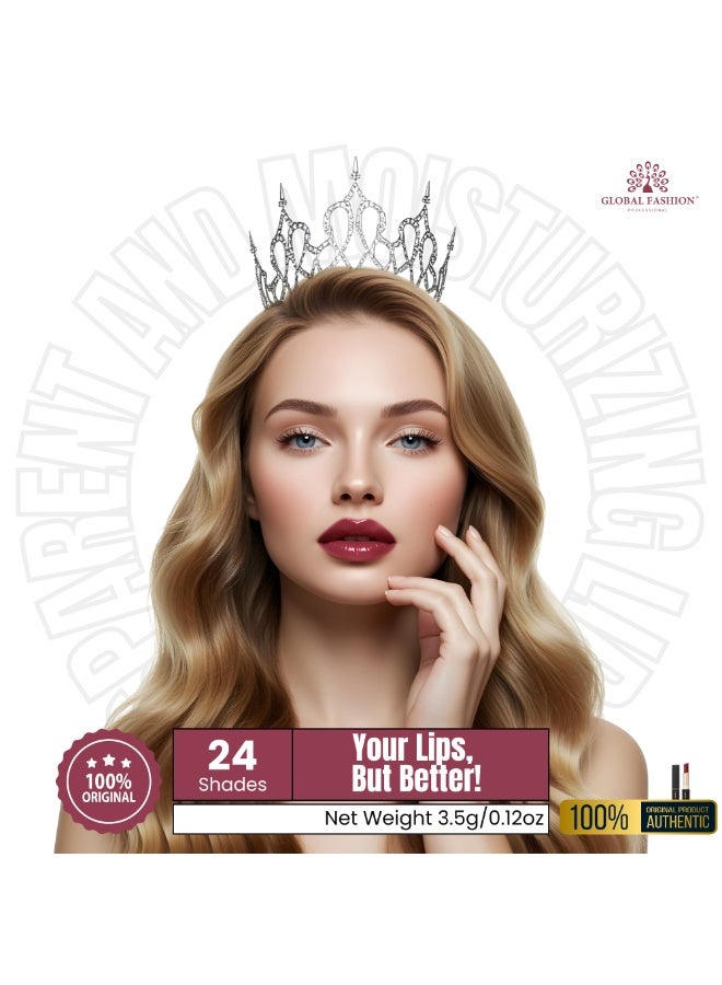 جلوبال فاشون أحمر شفاه شفاف ومرطب – 24 لوناً غنياً، طويل الثبات، تركيبة مرطبة بلمعة ناعمة، قوام خفيف غير لزج (123 أحمر تيبتي) - Image 5