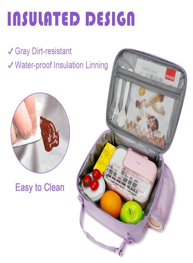 CLOUDWINGS Kids Initial Lunch Bag, Reusable Insulated Lunch Box for Girls Toddlers, Back to School Gift, Leak-proof Cooler Bag for School Daycare Travel Picnic（Purple,A - Image 5