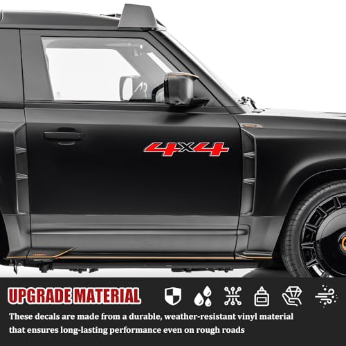 Lyxheth 2PCS 4x4 Decals for Trucks, Car Stickers, Premium Series 4x4 Bedside Off Road Replacement Decals, Auto Exterior Decoration Accessories for 2014-2018 Chevy Silverado Sierra Truck Pickup Bedside - Image 3