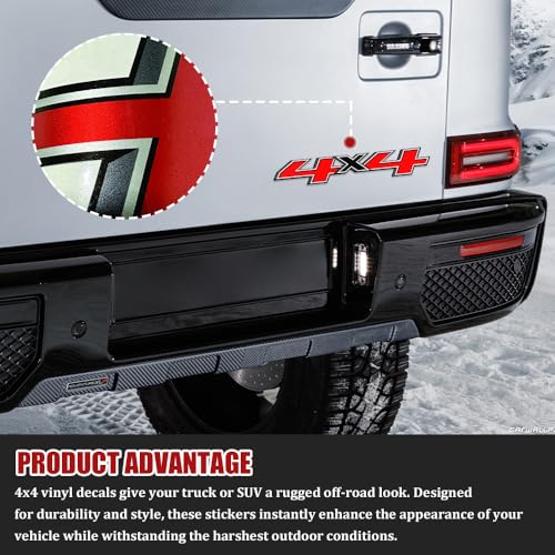 Lyxheth 2PCS 4x4 Decals for Trucks, Car Stickers, Premium Series 4x4 Bedside Off Road Replacement Decals, Auto Exterior Decoration Accessories for 2014-2018 Chevy Silverado Sierra Truck Pickup Bedside - Image 5