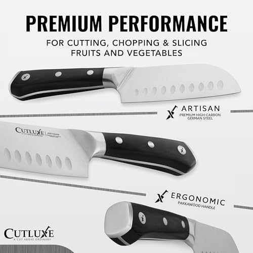 Cutluxe Santoku Knife – 5" Chopping Knife, Vegetable Knife – Forged High Carbon German Steel – Full Tang & Razor Sharp – Ergonomic Handle Design – Artisan Series - Image 2