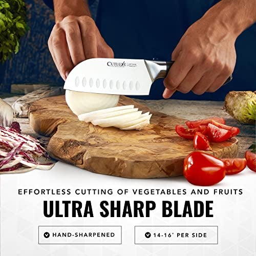 Cutluxe Santoku Knife – 5" Chopping Knife, Vegetable Knife – Forged High Carbon German Steel – Full Tang & Razor Sharp – Ergonomic Handle Design – Artisan Series - Image 3