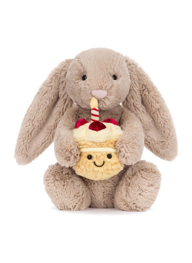 Jellycat Amuseables Bashful Beige Bunny 'Birthday, Soft Stuffed Toy, Valentine’s Gift for Kids & Adults, Collectible Jellycat, 23cm - Image 1