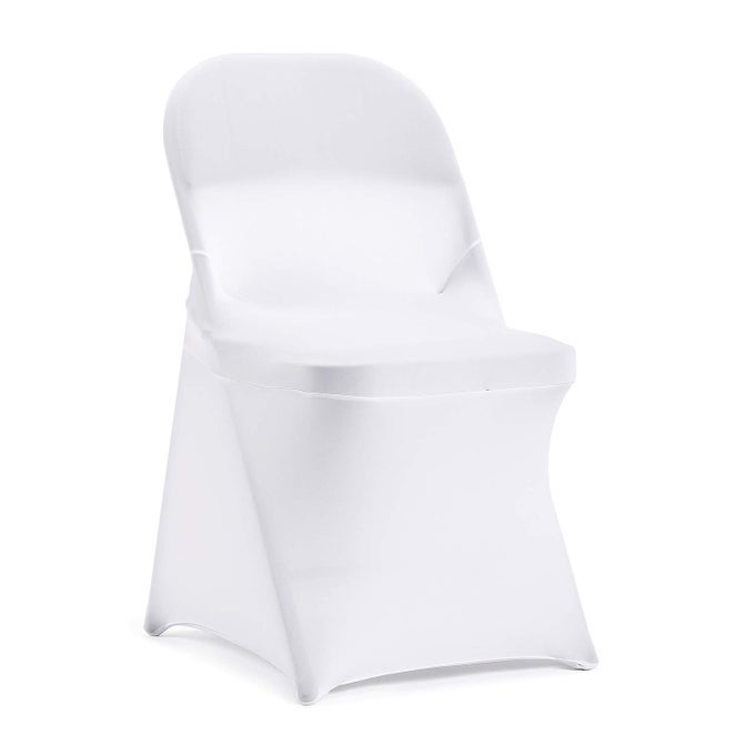 20 PCS WHITE STRETCH SPANDEX FOLDING CHAIR SLIPCOVERS DINING ROOM CHAIR COVERS STRETCH CHAIR SLIPCOVERS PROTECTOR FOR WEDDING BANQUET AND PARTY