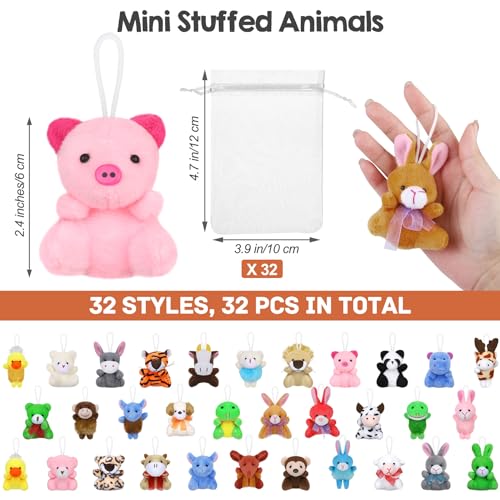 Fovths 32 Packs Valentines Day Mini Stuffed Animal with Heart Cards Jungle Animals Plush Toy Keychain for Valentines Day Gifts School Classroom Exchange Game Prize Party Favors - Image 5