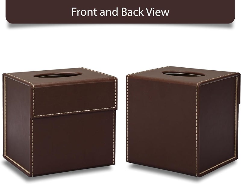 FIS Dark Brown Tissue Box Holder with Magnetic Flap Closure - Image 2