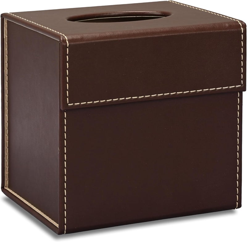 FIS Dark Brown Tissue Box Holder with Magnetic Flap Closure - Image 1