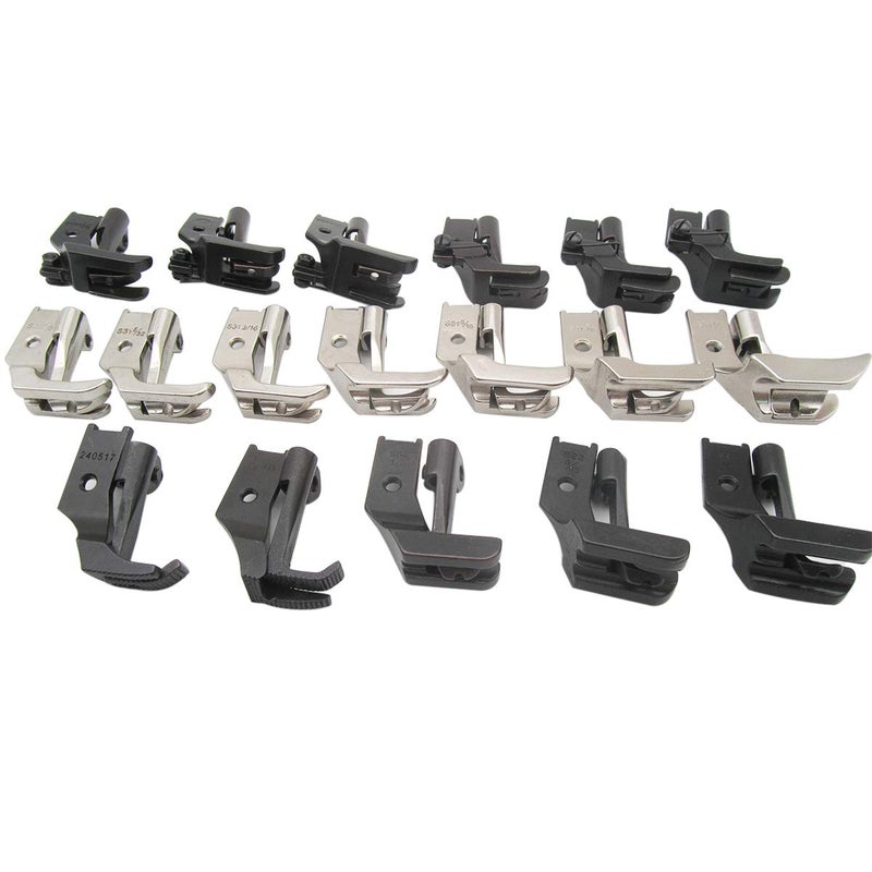 CKPSMS Brand KPWF18 18 Sets ZipperWELTING Piping WEdge Guide Walking FEET Compatible withReplacement for JUKI Brand DNU1541 CONSEW Brand P1206RB Singer Brand 111G KPWF18