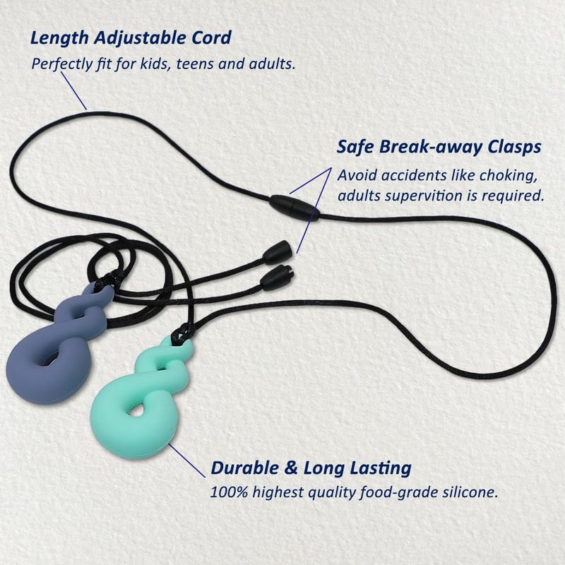 MaberryTech Direct Chew Necklaces for Sensory Kids Boys Girls 6 Pack Silicone Sensory Chewy Necklace Mouth Fidgets Chewing Necklace for Kids Adults with Autism Anxiety ADHD BPA Free - Image 3